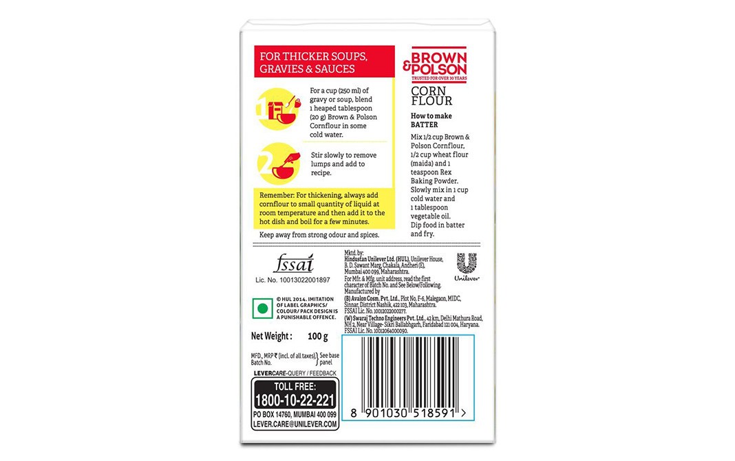 Brown & Polson Corn Flour    Box  100 grams